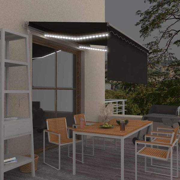 Automaattimarkiisi verho/LED/tuulisensori 3,5x2,5 m antrasiitti