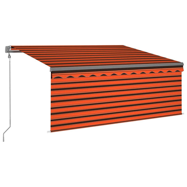 Automaattimarkiisi verho/LED/tuulisens. 3,5x2,5 m oranssiruskea