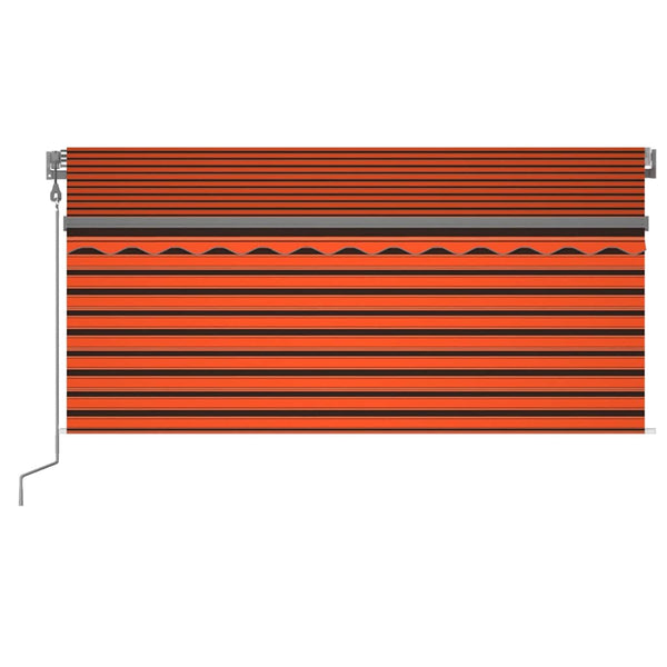 Automaattimarkiisi verho/LED/tuulisens. 3,5x2,5 m oranssiruskea