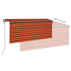 Automaattimarkiisi verho/LED/tuulisens. 3,5x2,5 m oranssiruskea