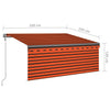 Automaattimarkiisi verho/LED/tuulisens. 3,5x2,5 m oranssiruskea
