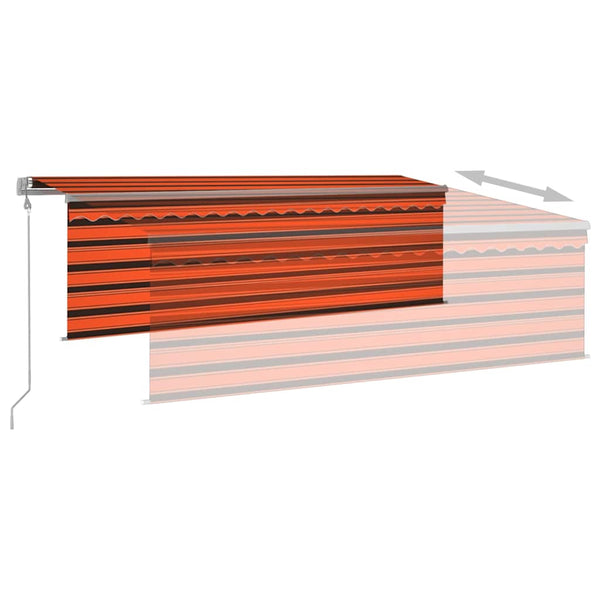 Automaattisesti kelattava markiisi verhoilla 4,5x3m oranssirusk