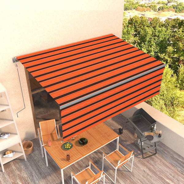 Automaattisesti kelattava markiisi verhoilla 4,5x3m oranssirusk