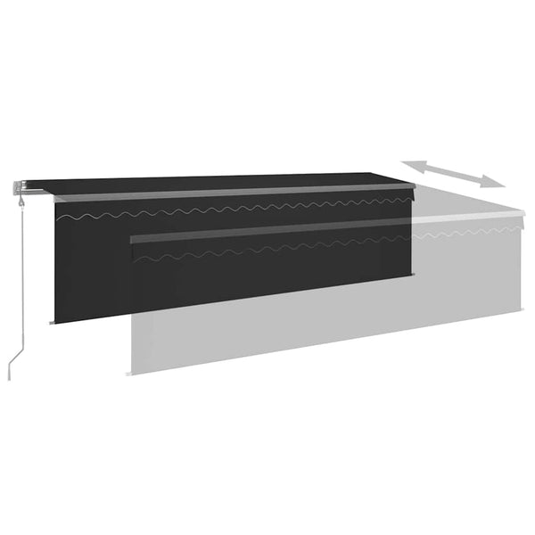 Automaattimarkiisi verho/LED/tuulisensori 5x3 m antrasiitti