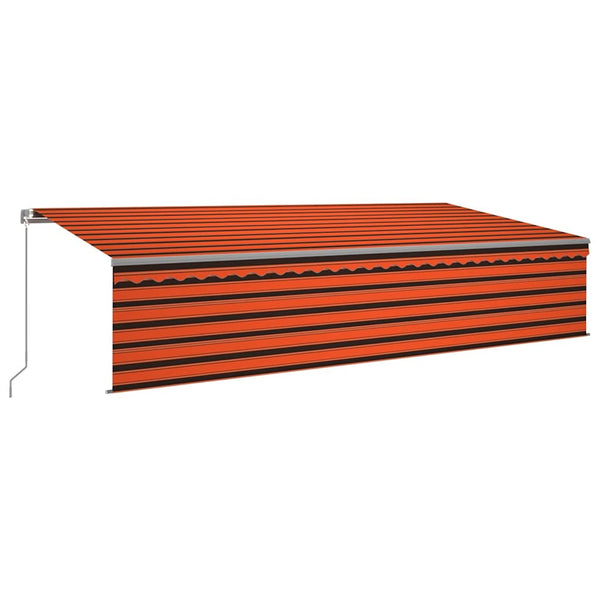 Käsin sisäänkelattava markiisi verhoilla 6x3 m oranssiruskea