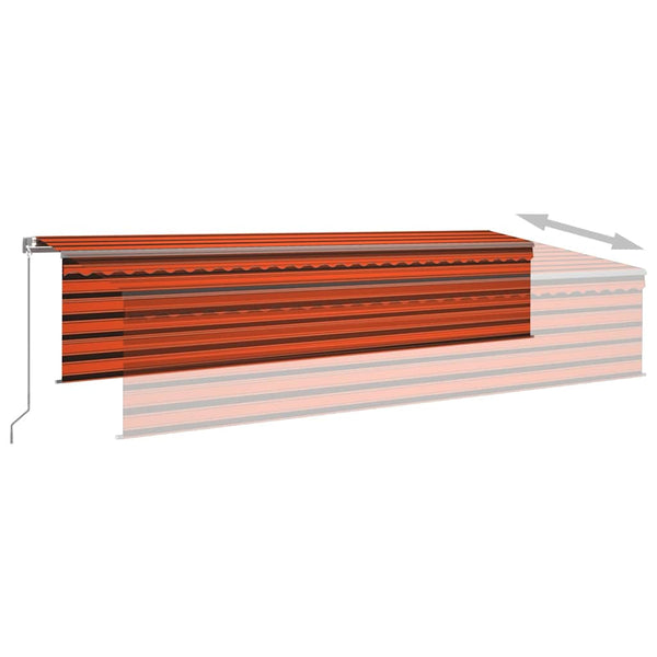 Automaattimarkiisi verhoilla 6x3 m oranssiruskea