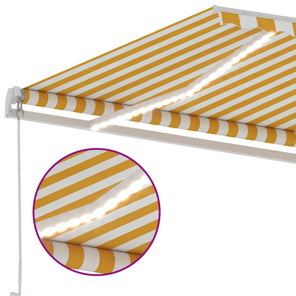 Sisäänkelattava markiisi LEDillä 300x250cm keltavalkoinen
