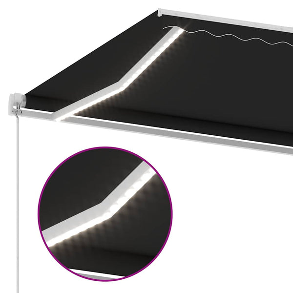 Manuaalisesti kelattava markiisi LEDillä 300x250 cm antrasiitti