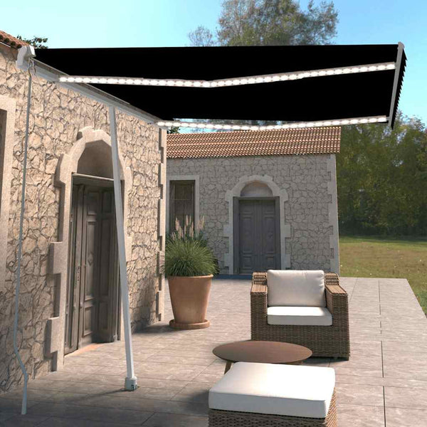 Manuaalisesti kelattava markiisi LEDillä 300x250 cm antrasiitti