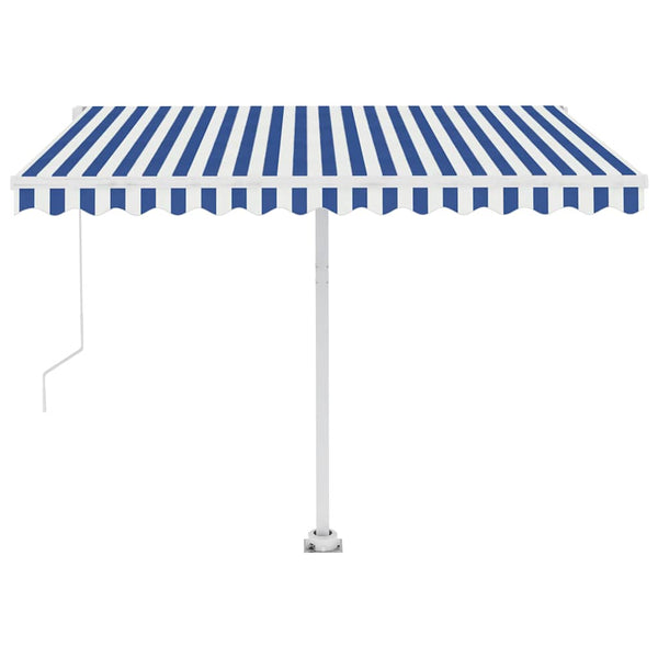 Sisäänkelattava markiisi LED/tuulisensori 300x250 cm sinivalk.