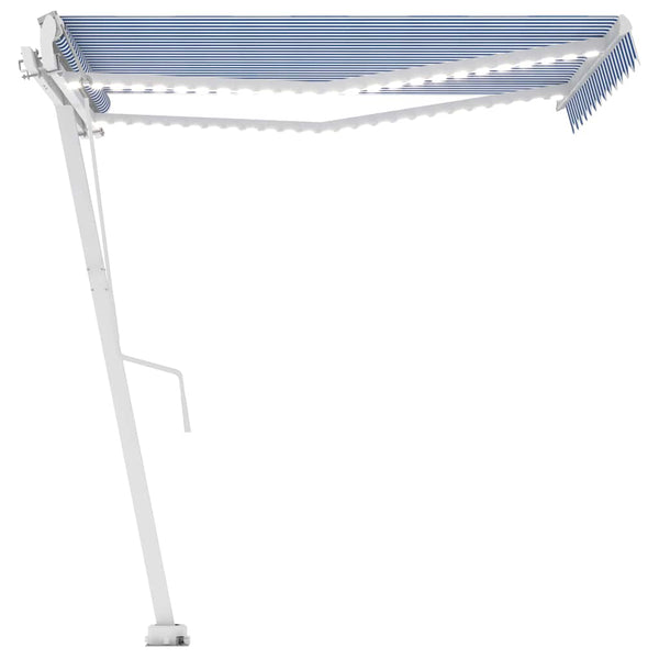Sisäänkelattava markiisi LED/tuulisensori 300x250 cm sinivalk.