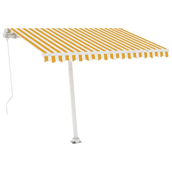 Käsin sisäänkelattava markiisi LEDillä 350x250cm keltavalkoinen