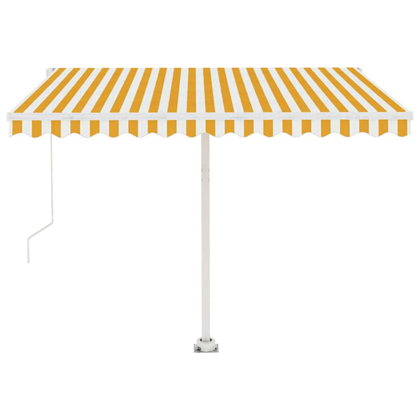 Käsin sisäänkelattava markiisi LEDillä 350x250cm keltavalkoinen