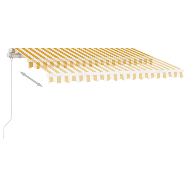 Käsin sisäänkelattava markiisi LEDillä 350x250cm keltavalkoinen