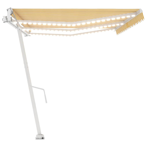 Sisäänkelattava markiisi LED/tuulisensori 600x300 cm keltavalk.