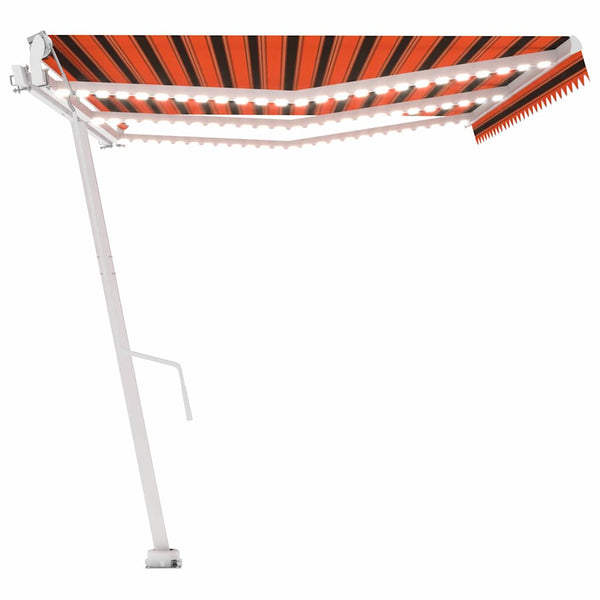 Sisäänkelattava markiisi LED/tuulisens. 600x300cm oranssiruskea