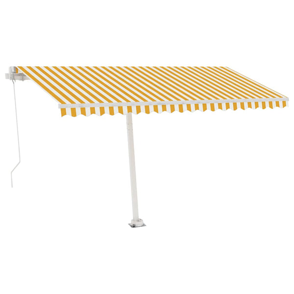 Vapaasti seisova sisäänkelattava markiisi 450x350 cm kel./valk.
