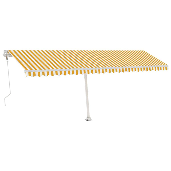 Vapaasti seisova sisäänkelattava markiisi 600x350 cm keltavalk.