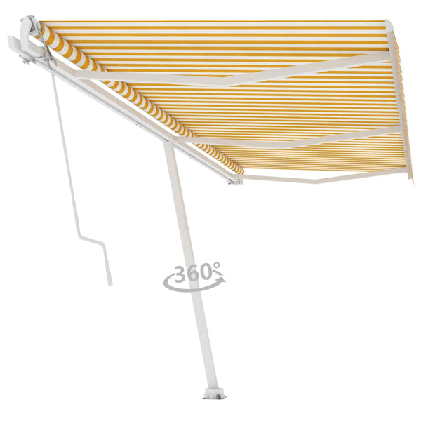 Vapaasti seisova sisäänkelattava markiisi 600x350 cm keltavalk.