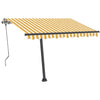 Vapaasti seisova sisäänkelattava markiisi 350x250cm kelt./valk.