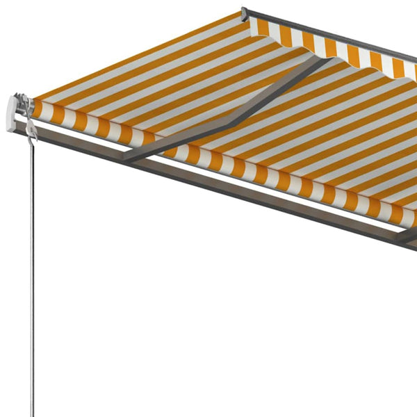 Vapaasti seisova sisäänkelattava markiisi 350x250cm kelt./valk.