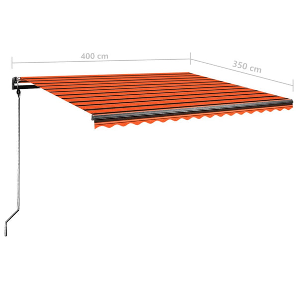 Vapaasti seisova sisäänkelattava markiisi 4x3,5 m oranssi/rusk.