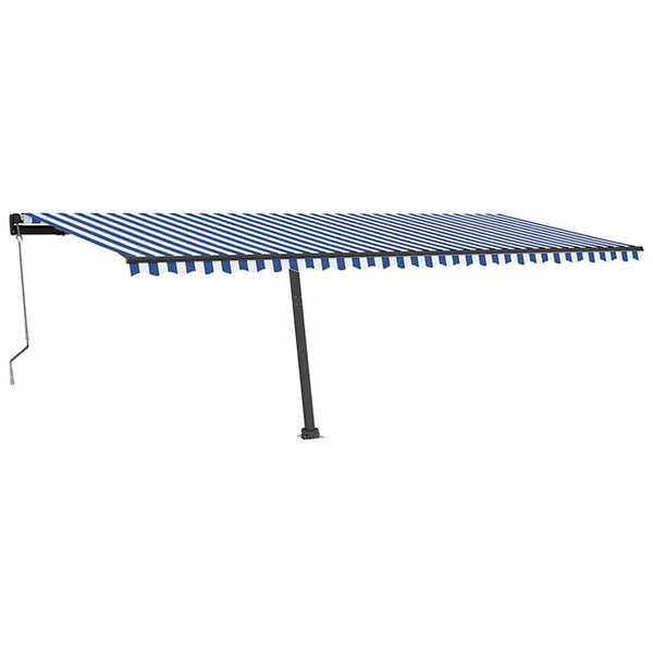 Sisäänkelattava markiisi LED/tuulisensori 600x350 cm sinivalk.