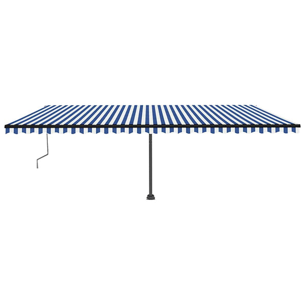 Sisäänkelattava markiisi LED/tuulisensori 600x350 cm sinivalk.