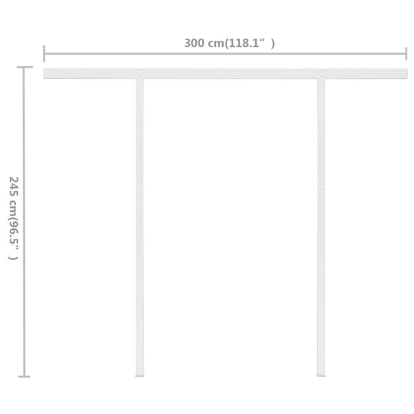 Manuaalisesti kelattava markiisi tolpilla 3x2,5 m kerma