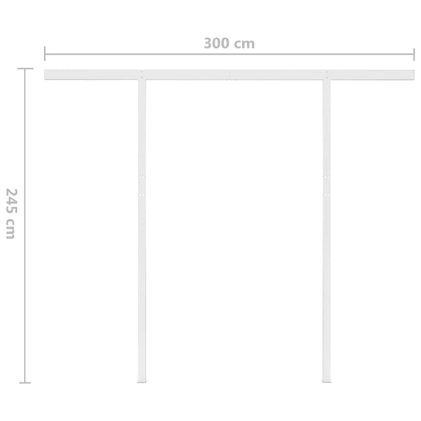 Manuaalisesti kelattava markiisi tolpilla 3,5x2,5 m keltavalk.