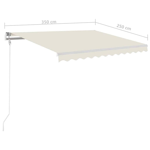 Käsin sisäänkelattava markiisi LEDillä 3,5x2,5 m kerma