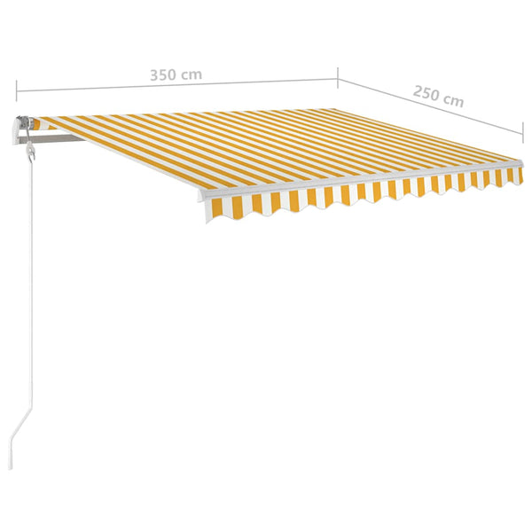 Käsin sisäänkelattava markiisi LEDillä 3,5x2,5 m keltavalkoinen
