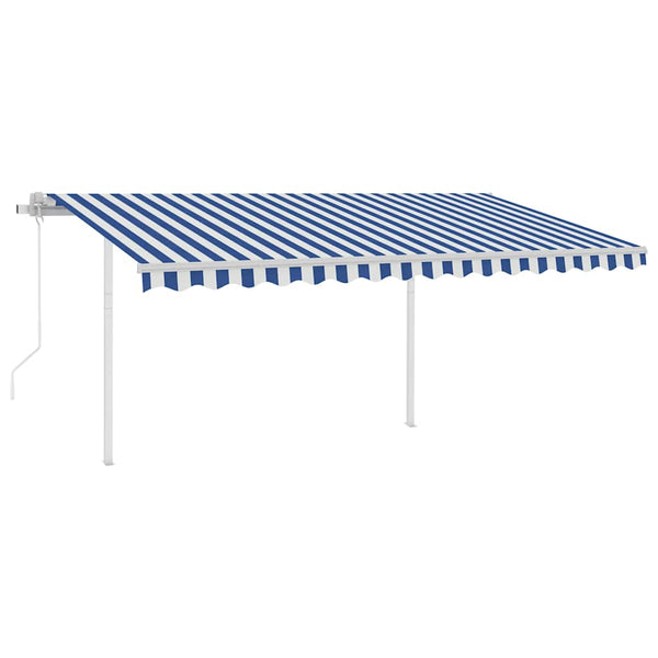 Sisäänkelattava markiisi LED/tuulisensori 4x3 m sinivalkoinen