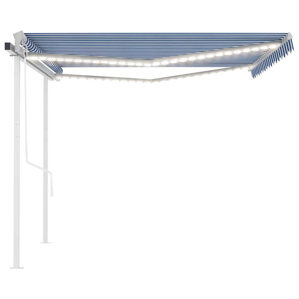 Sisäänkelattava markiisi LED/tuulisensori 4x3 m sinivalkoinen