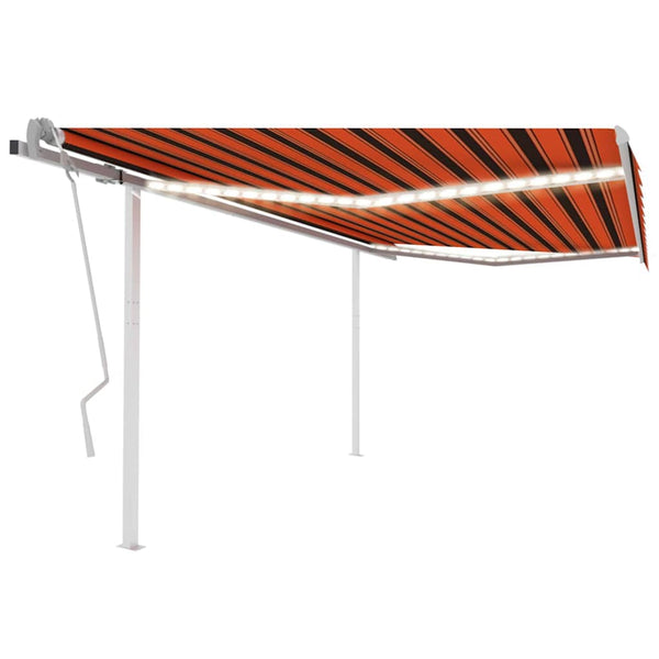 Manuaalisesti kelattava markiisi LED-valot 4,5x3m oranssiruskea