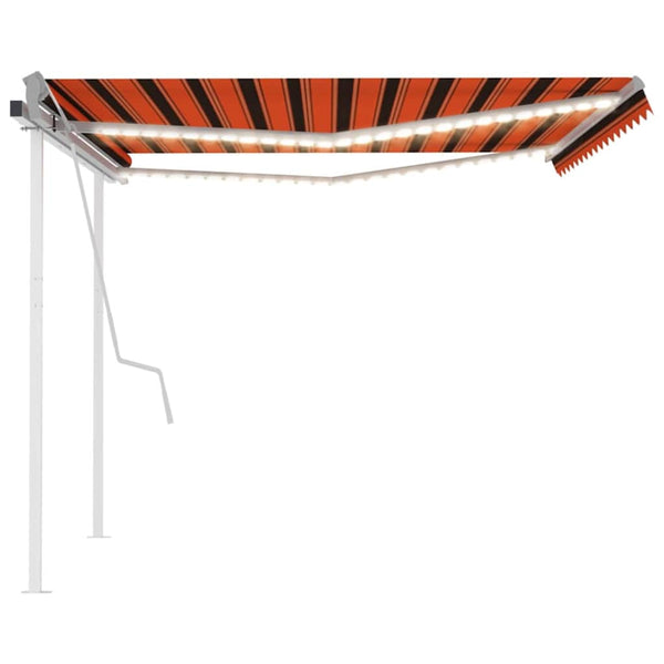 Manuaalisesti kelattava markiisi LED-valot 4,5x3m oranssiruskea