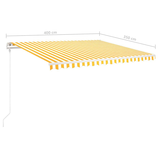 Manuaalisesti kelattava markiisi LED-valot 4x3,5 m keltavalk.