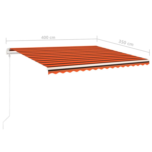 Käsin kelattava markiisi LED-valot 4x3,5 m oranssi/ruskea