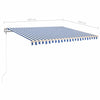 Manuaalisesti kelattava markiisi LED-valot 4,5x3,5 m sinivalk.