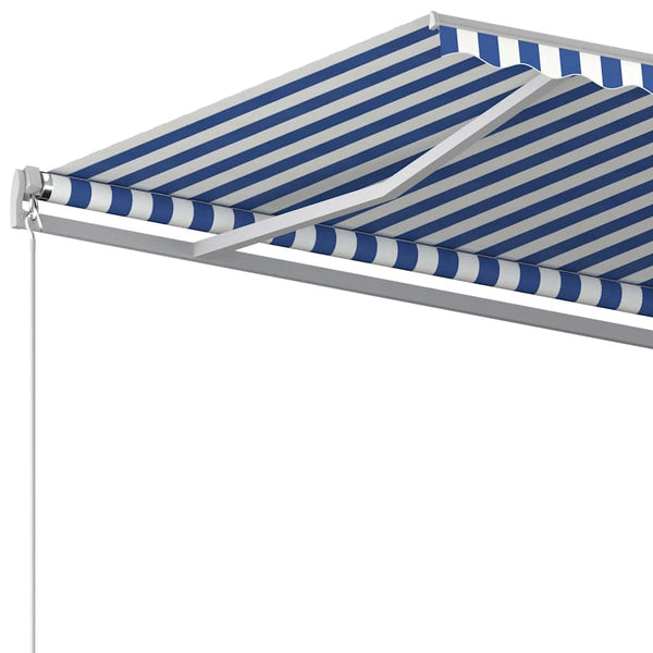Automaattisesti kelattava markiisi tolpilla 5x3,5 m sinivalk.