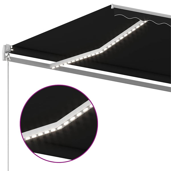 Sisäänkelattava markiisi LED/tuulisensori 5x3,5 m antrasiitti