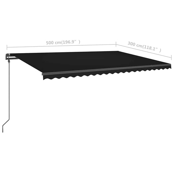 Manuaalisesti kelattava markiisi LED-valot 5x3 m antrasiitti