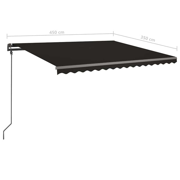 Manuaalisesti kelattava markiisi LED-valot 4,5x3,5m antrasiitti