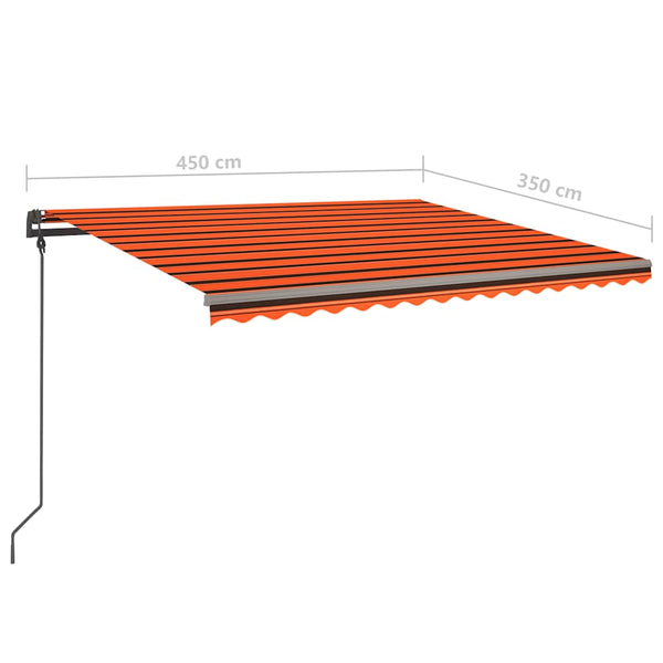 Käsin kelattava markiisi LED-valolla 4,5x3,5 m oranssiruskea