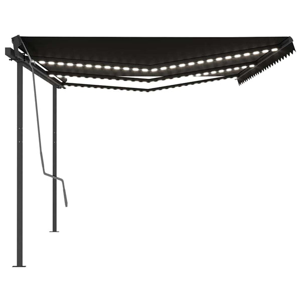 Sisäänkelattava markiisi LED/tuulisensori 6x3,5 m antrasiitti