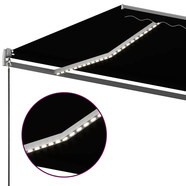 Sisäänkelattava markiisi LED/tuulisensori 6x3,5 m antrasiitti