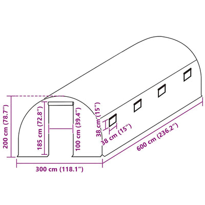 Vihreä kasvihuoneen vaihtokate Livintz 300x600x200cm ((9 m²))