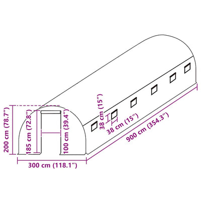 Vihreä kasvihuoneen vaihtokate Livintz 300x900x200cm ((9 m²))