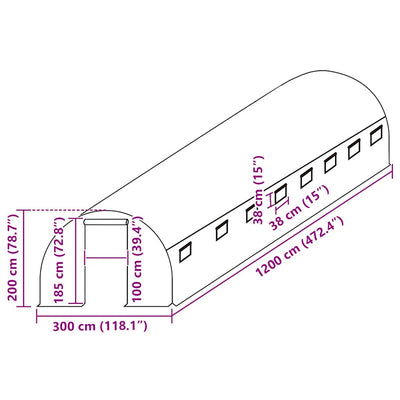 Vihreä kasvihuoneen vaihtokate Livintz 300x1200x200cm ((9 m²))