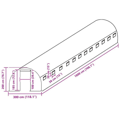 Vihreä kasvihuoneen vaihtokate Livintz 300x1800x200cm ((9 m²))